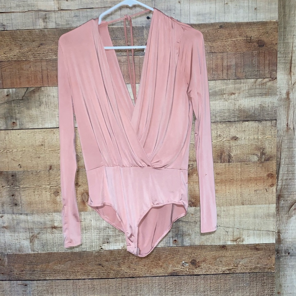 Pink Long Sleeve Bodysuit size large new
